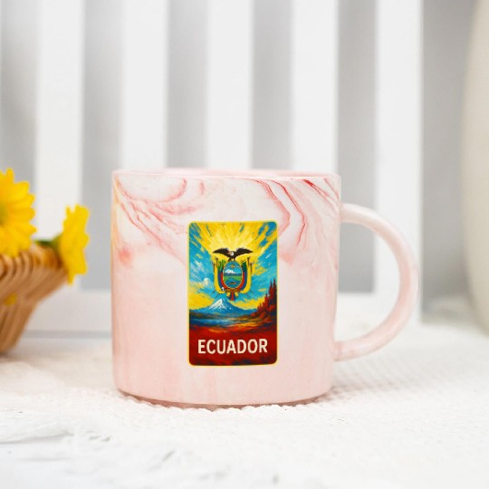 Ecuador - Colorful Emblem Marble Mugs