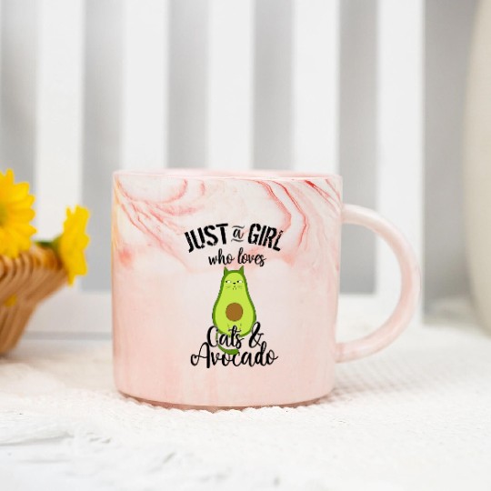 Avocado Cat with Attitude Marble Mugs