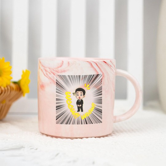 Surprised Business Man Illustration Marble Mugs