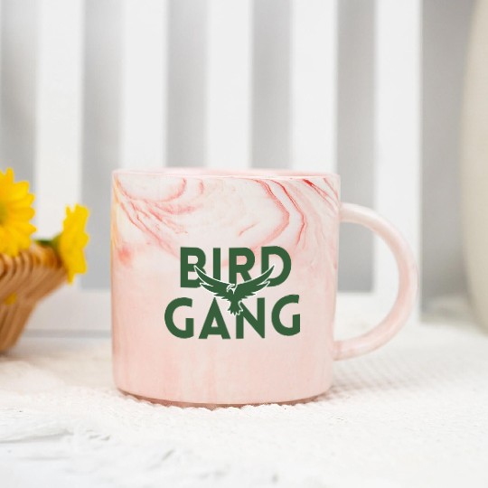 Bird Gang Bold Logo Design Marble Mugs