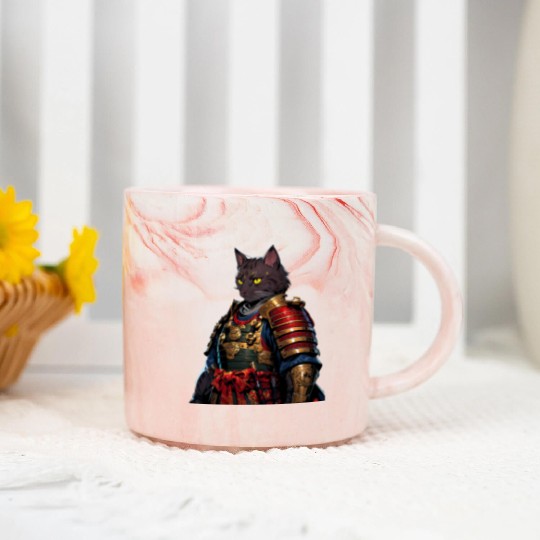 Warrior Cat in Armor Artwork Marble Mugs