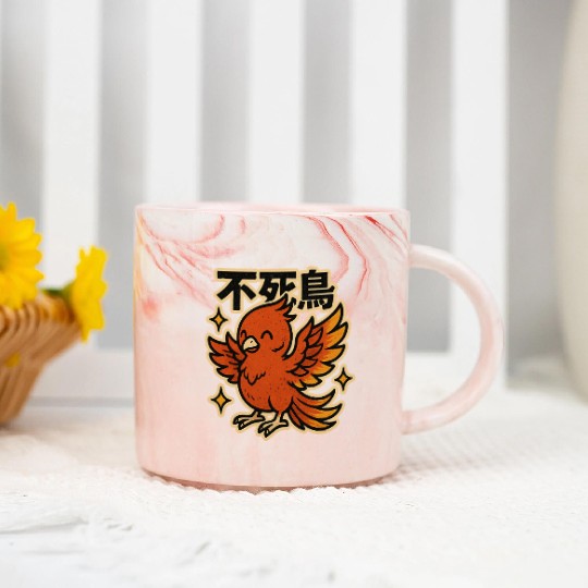 Kawaii Phoenix Japanese Marble Mugs