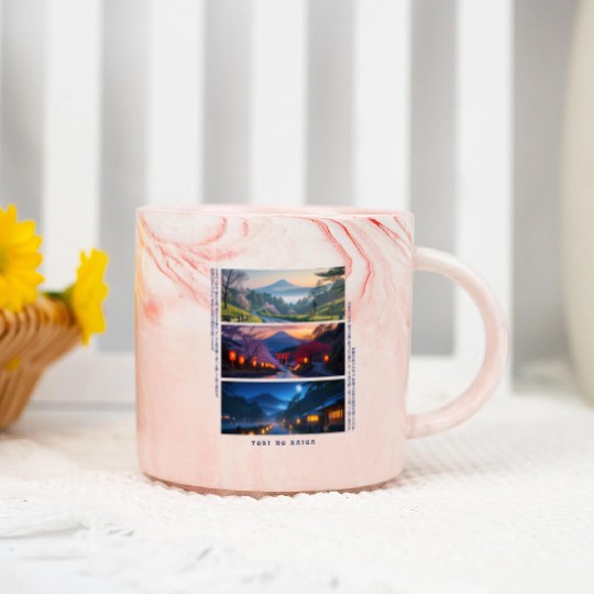 003 - Serene Mount Fuji Nightscapes Marble Mugs