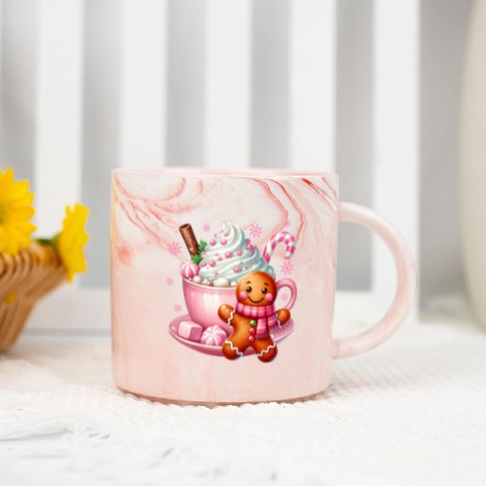 Whimsical Holiday Hot Chocolate Scene Marble Mugs