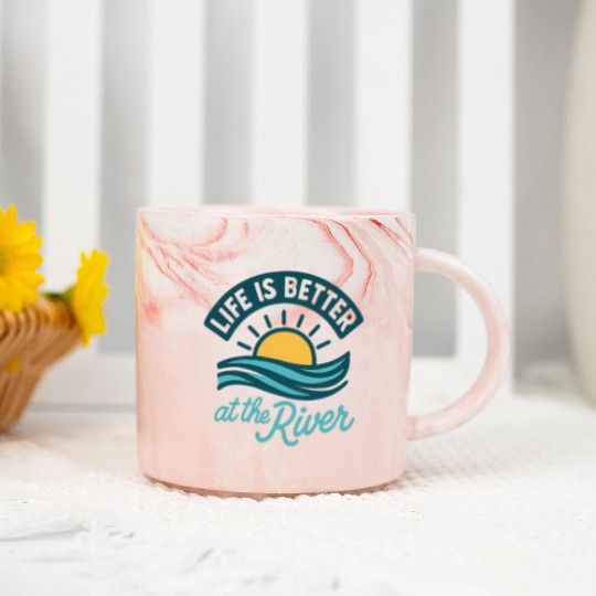 Life Is Better at the River | Blue Summer Nature Marble Mugs