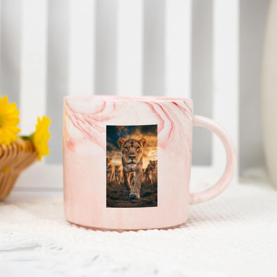 Fearless Lioness Leading the Pride Marble Mugs
