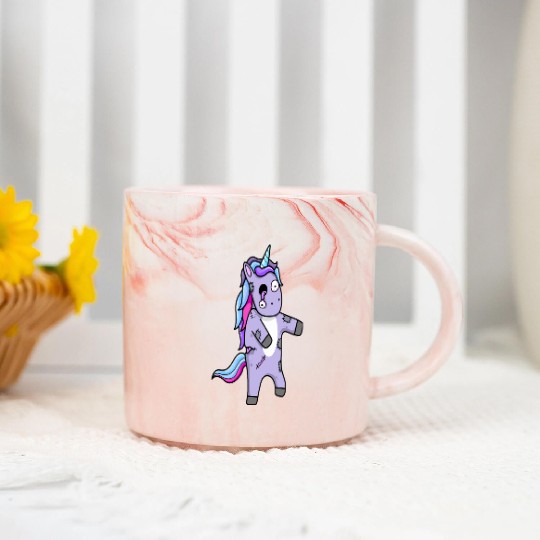 Cute Zombie Unicorn Plush Design Marble Mugs