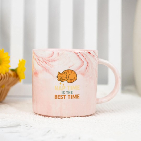 Cute Sleeping Cat Nap Time Design Marble Mugs
