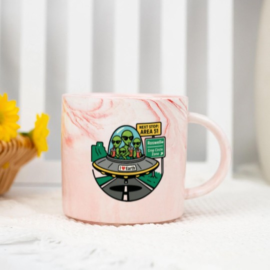 Alien road trip Marble Mugs