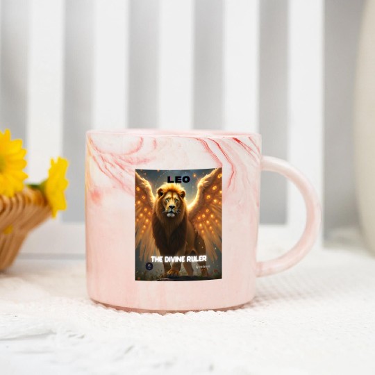Leo the Divine Ruler with Angel Wings Marble Mugs