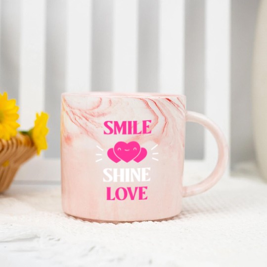 Cute Heart Smile Face Design Marble Mugs