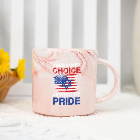American By Choice Jewish By Pride Patriotic Marble Mugs