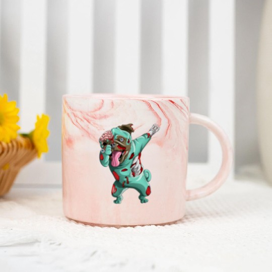 Dabbing Zombie Pug Cute Halloween Pugs Funny Dab  Marble Mugs