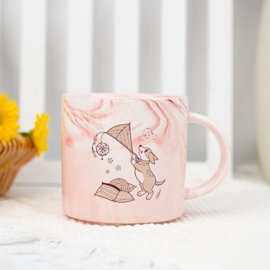 Whimsical Dachshund with Dreamcatcher Marble Mugs