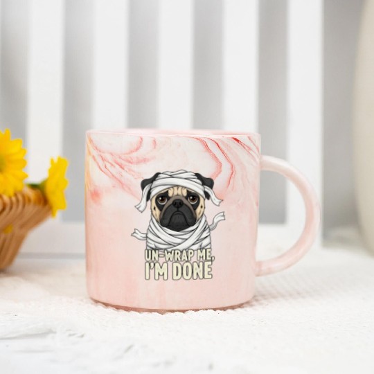 Funny Mummy Dog Illustration Marble Mugs