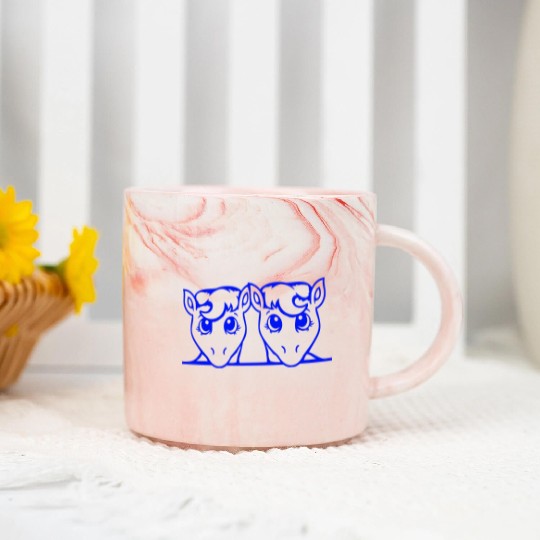 2 Cute Horses Sweet Pony Two friends Couple Team Marble Mugs