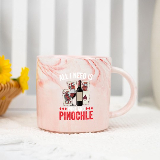 Pinochle And Wine Melding Card Game Wine Lover Marble Mugs