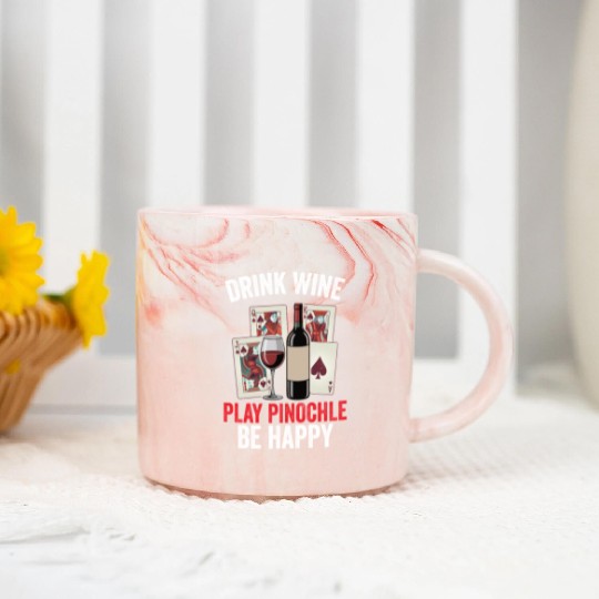 Funny Pinochle And Wine Playing Card Deck Games Marble Mugs