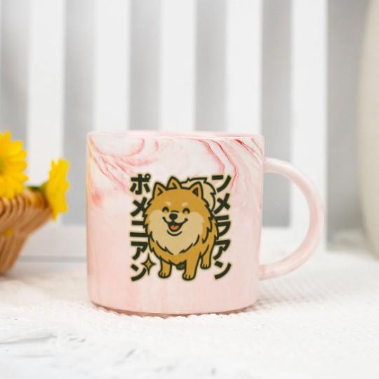 Cute Pomeranian Dog Japanese Marble Mugs
