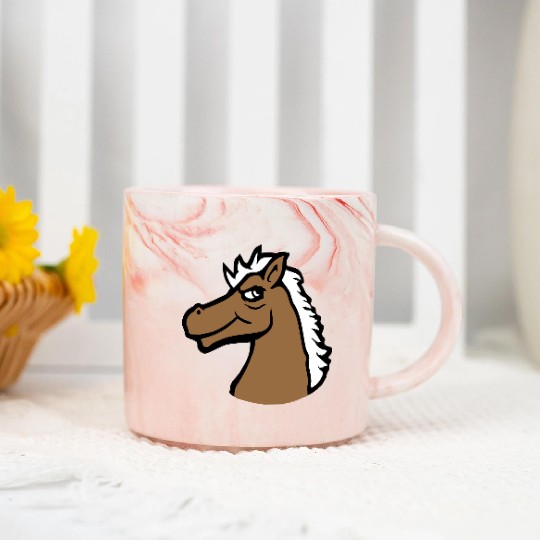 Horse Cool look Smile Guy Stallion Man Fun Bad Boy Marble Mugs