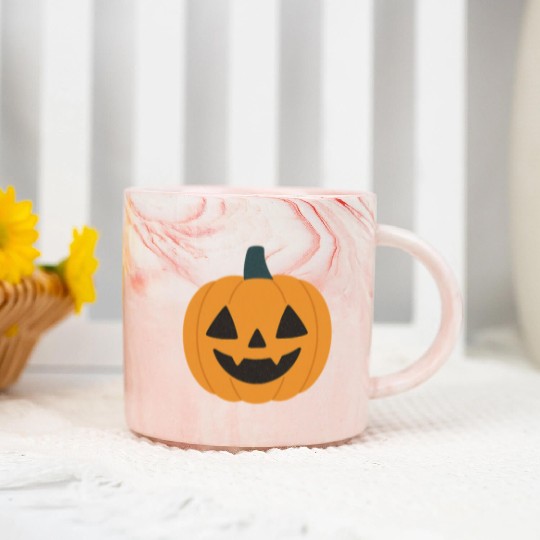 Festive Pumpkin Jack-o'-Lantern Design Marble Mugs