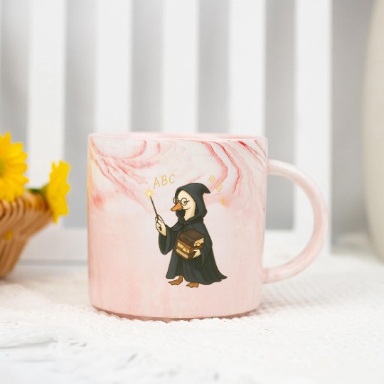 Wizard Goose with Spell Books Marble Mugs