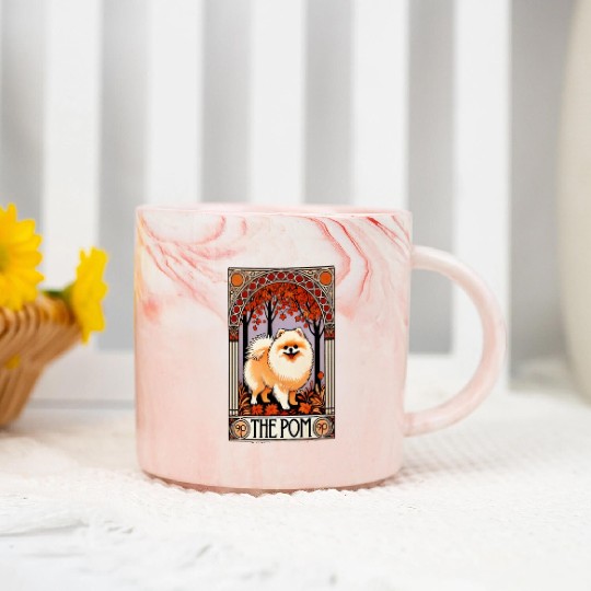 The Pom Tarot Card – Pomeranian Dog Arcana Marble Mugs