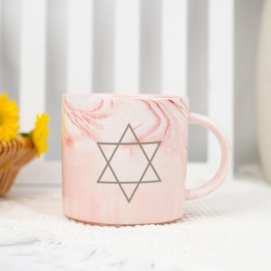 Minimalist Star of David Design Marble Mugs