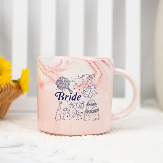 Bride Future Mrs Bow Bridal Wedding Bachelorette Marble Mugs