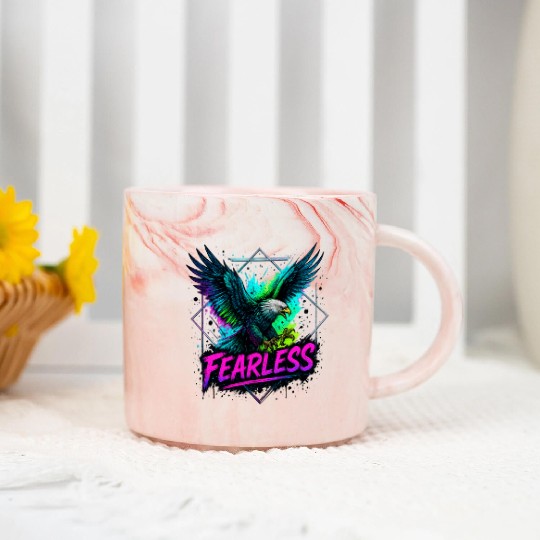 Fearless Eagle Neon Design Marble Mugs