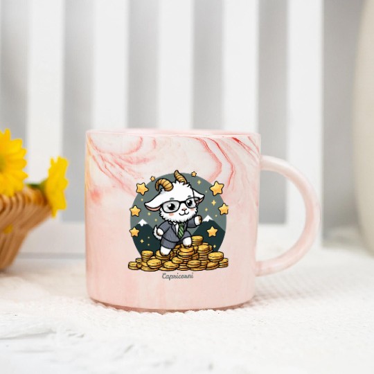Capricorn Business Goat Illustration Marble Mugs