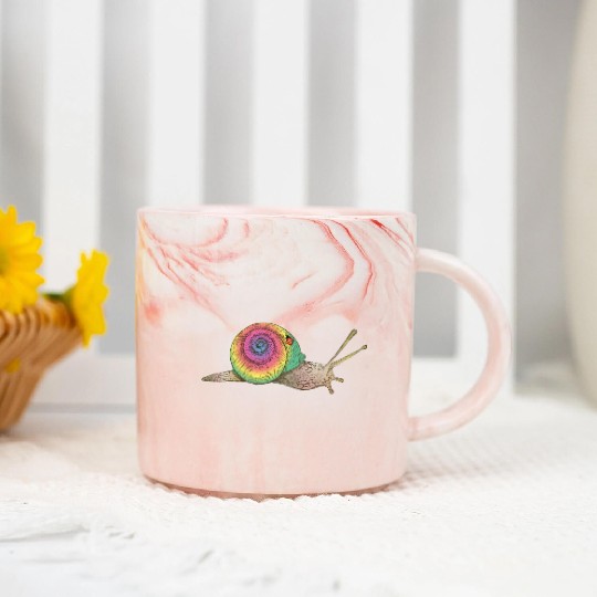 Colorful snail with a rainbow shell Marble Mugs
