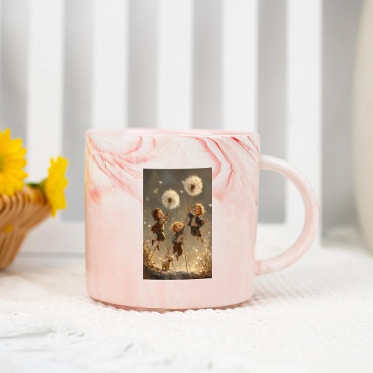 Joyful Dandelion Adventure Marble Mugs