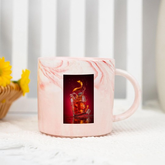 Splashing Negroni Cocktail Marble Mugs