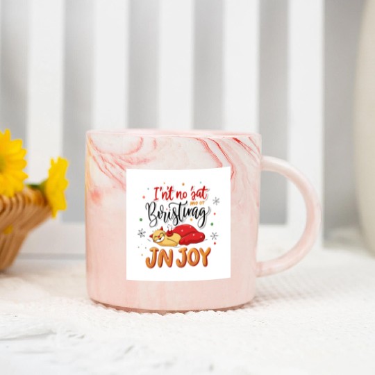 Festive Cat Joy Christmas Design Marble Mugs