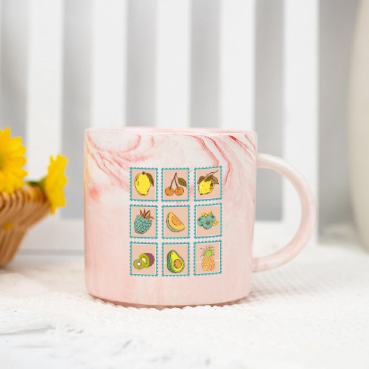 Vintage stamps fruit Marble Mugs