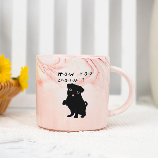 How You Doin’? Black Pug – Funny Friends TV Show Marble Mugs