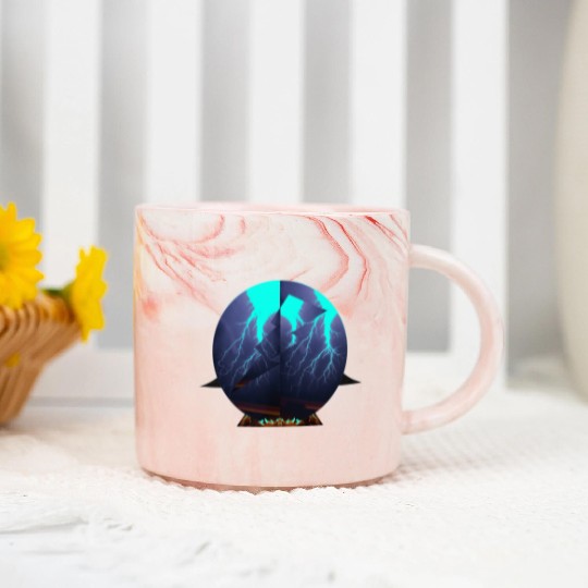 Royal Blue Lightning Marble Mugs
