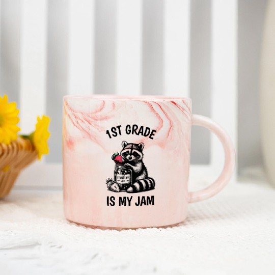 1st Grade Is My Jam Teacher Student Racoon Meme Marble Mugs