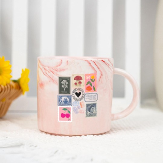 Vintage Stamps Marble Mugs