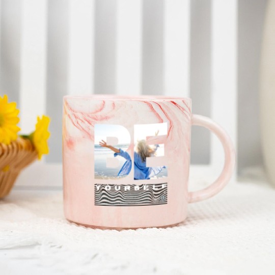 Be Yourself Inspirational Beach Scene Design Marble Mugs