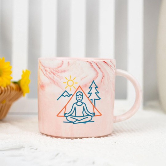 Sunlit Yoga Meditation Scene Marble Mugs