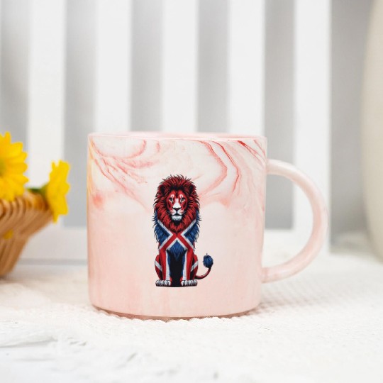 British Lion with Union Jack Flag Bold Art Design Marble Mugs