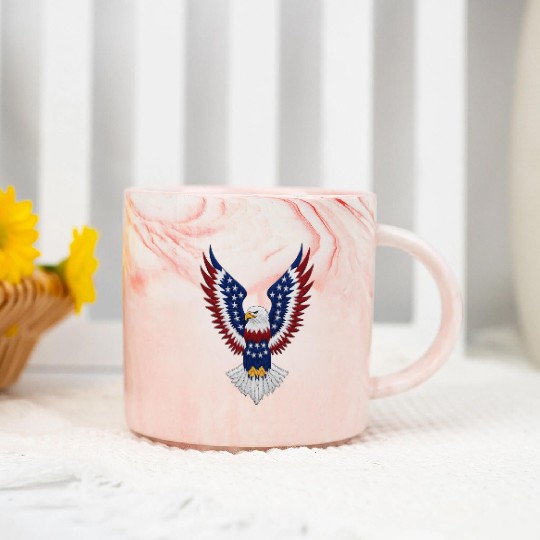 American Bald Eagle with USA Flag Wing Art Design Marble Mugs