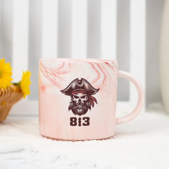 Tampa Bay 813 Pirate Skull  Marble Mugs