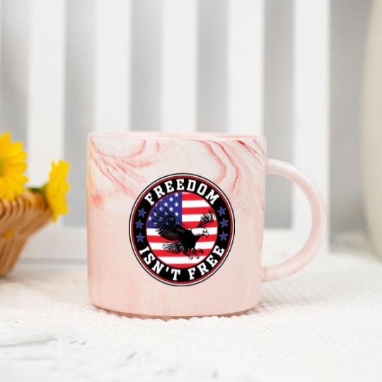 Freedom Isn’t Free Eagle US Flag Patriotic Apparel Marble Mugs