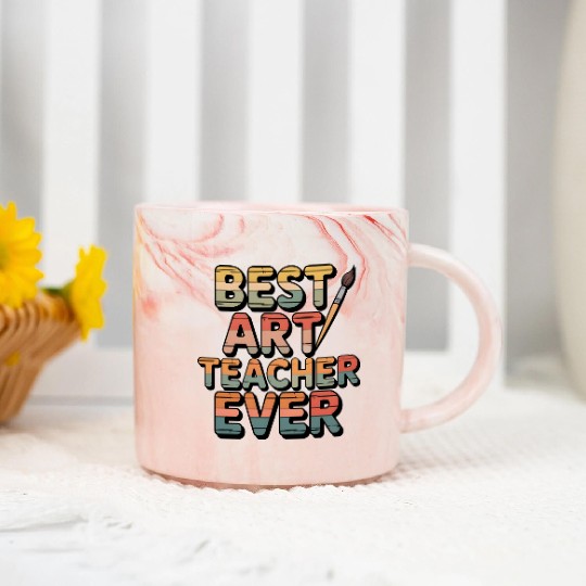 Retro Best Art Teacher Ever  Marble Mugs