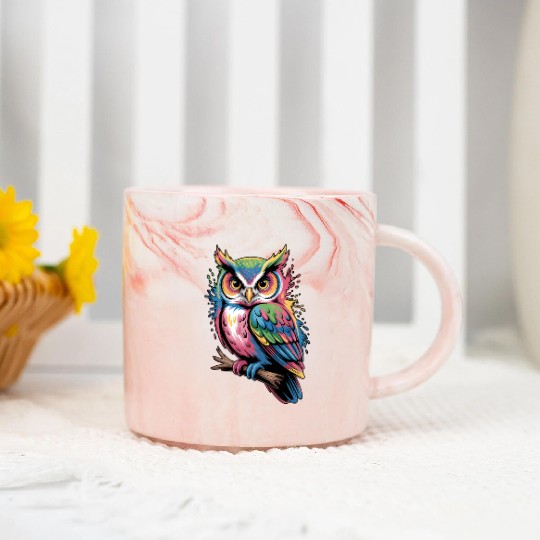 Colorful Owl With Colorful Details Marble Mugs