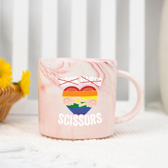 Funny Rock Paper Scissors LGBTQ LGBT Community Marble Mugs