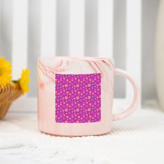 Vibrant Polka Dot Pattern in Pink and Purple Marble Mugs